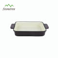 Cast Iron Enamel Rectangle Shallow Casserole